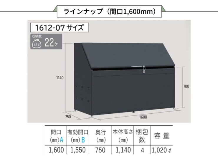 四国化成 ゴミストッカーFS型 GFSシリーズ ラインナップ GFS-1612-07BK