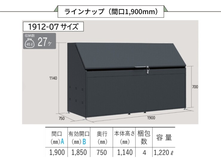四国化成 ゴミストッカーFS型 GFSシリーズ ラインナップ GFS-1912-07BK
