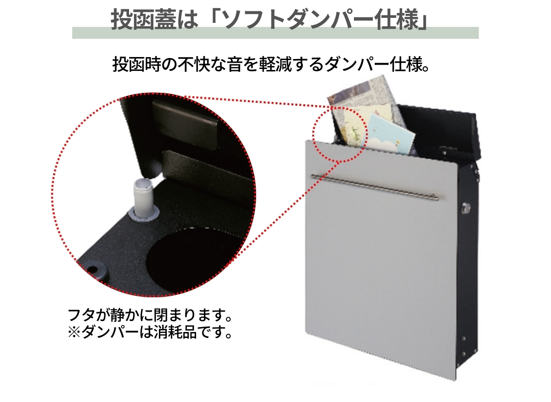 オンリーワンクラブ 壁掛けポスト ノイエファイン シリンダー錠仕様 ソフトダンパー仕様