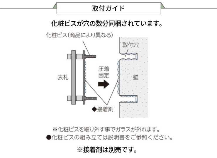 美濃クラフト ガラス表札 フラットガラス 取り付けガイド