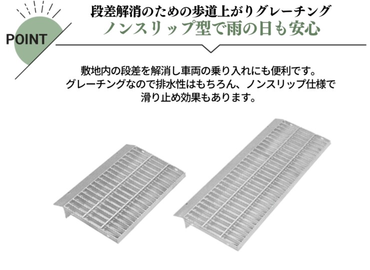 法山本店 ノンスリップ型歩道上りグレーチング HGLX 特長