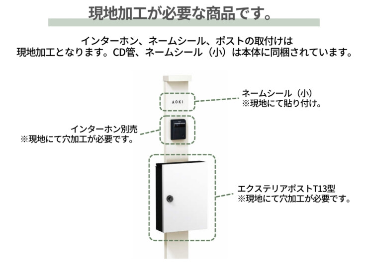 YKKAP シンプレオポストユニット1型 現地加工が必要です