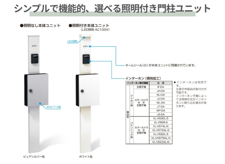 YKKAP シンプレオポストユニット1型 シンプルなデザインの機能門柱