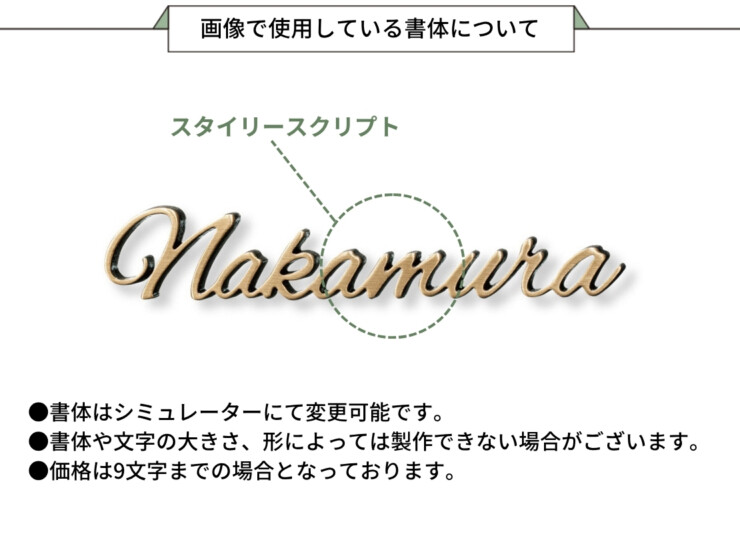 福彫 鋳物表札 デザインキャスト ブロンズ鋳物 IB-129 画像で使用している書体について