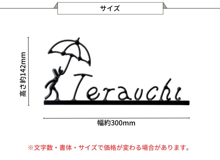 美濃クラフト アイアンクラフト表札 アイアンマン 丸棒文字タイプ IS-26 サイズ