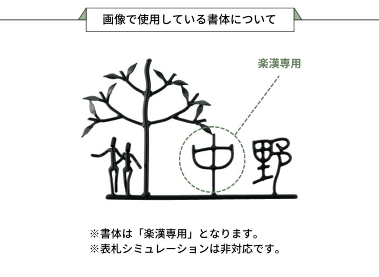 美濃クラフト アイアンクラフト表札 アイアンマン 丸棒文字タイプ IS-71 画像で使用している書体について