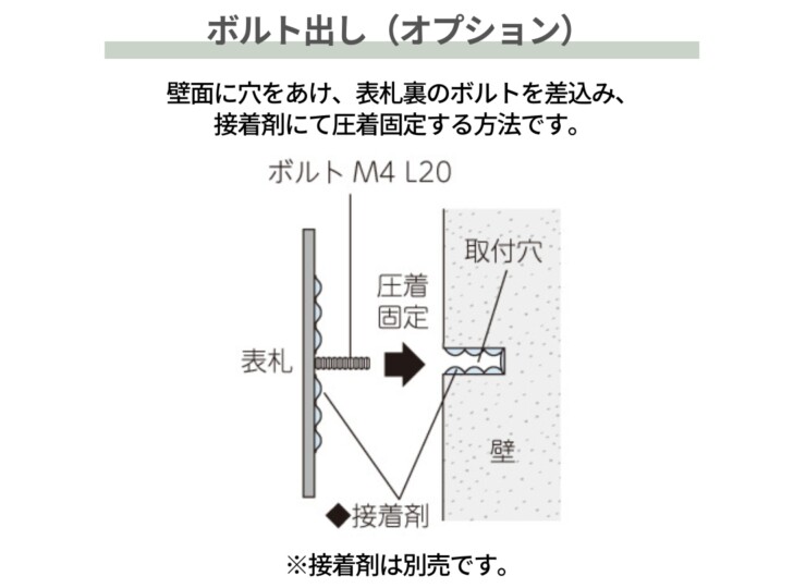 美濃クラフト チタン表札 TITAN（チタン） 取付ガイド ボルト出し