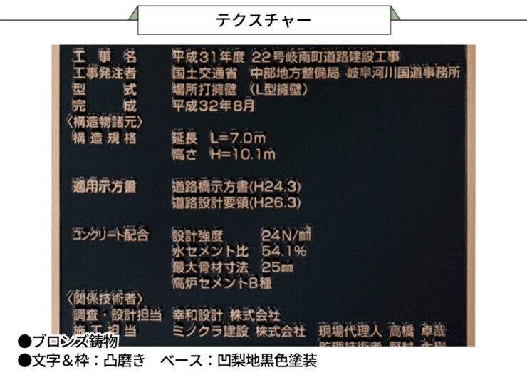 美濃クラフト 館銘板/商業看板 公共サイン 構造物銘板 鋳物用黄銅合金地金 K-BE-03 テクスチャー
