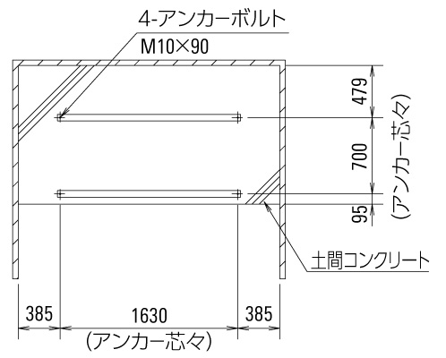 サイクルスタンドKS-F 基礎平面図