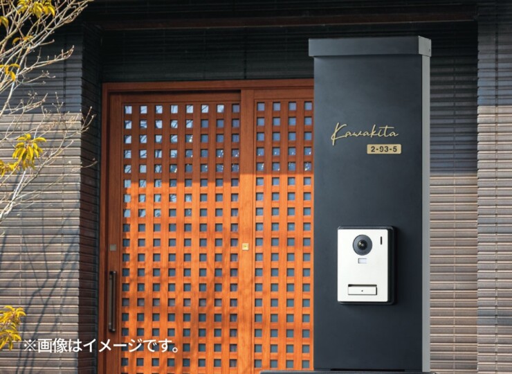 福彫 TINY SIGN（タイニーサイン）両面テープ取付けタイプ 番地オプション ステンレス切抜き KTR-901 使用イメージ