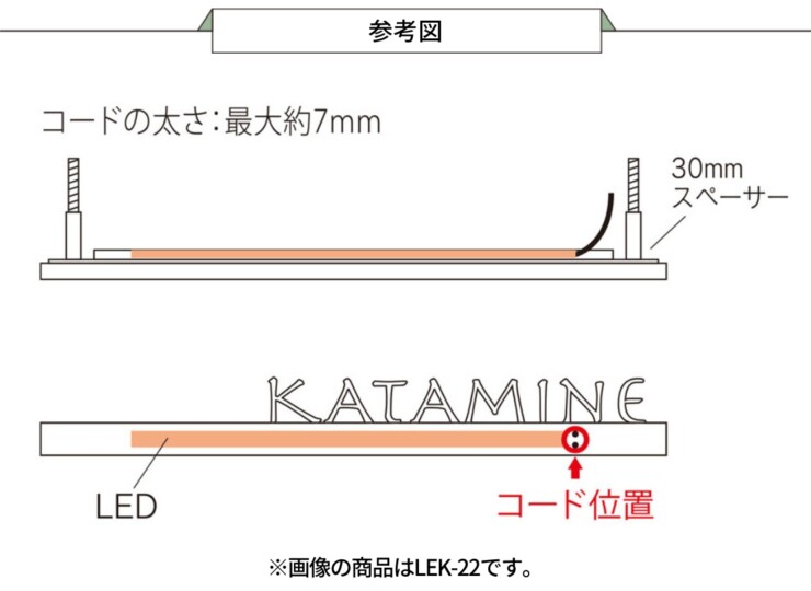 福彫 LED表札 MIRAGE（ミラージュ）ステンレス切文字＆アルミ鋳物 LEK-25 参考図