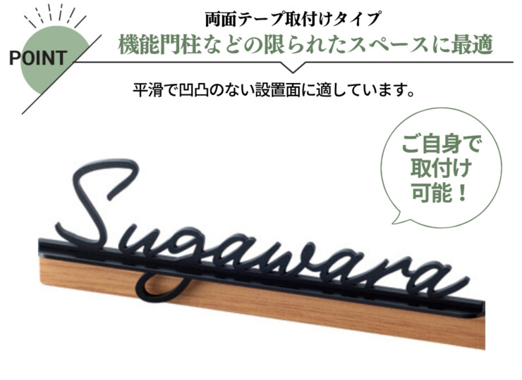 美濃クラフト ステンレス切文字表札 Litto（リット）両面テープ取り付け LIT-1 特徴