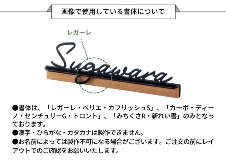 美濃クラフト ステンレス切文字表札 Litto（リット）両面テープ取り付け LIT-1 画像で使用している書体について