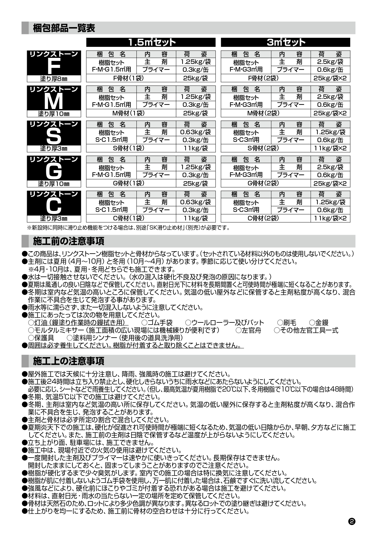 リンクストーン 施工説明書