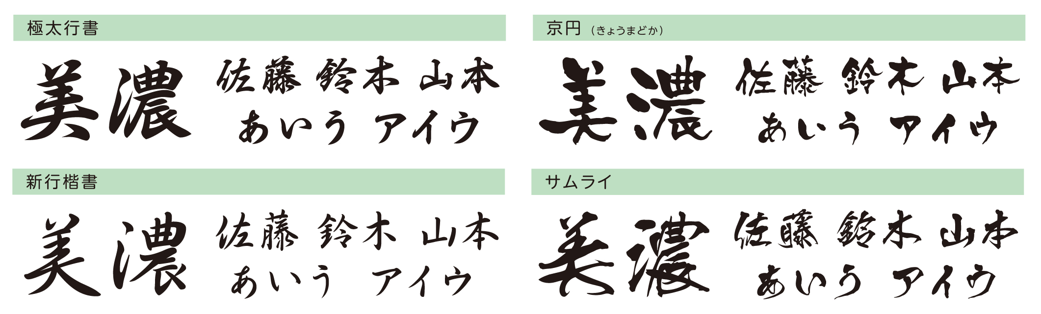 ラインS漢字書体リスト