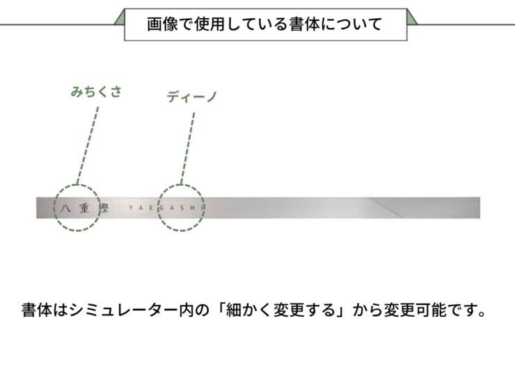 美濃クラフト スーパーステンレス ラフィネ MG-32 画像で使用している書体について
