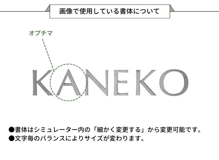 美濃クラフト スーパーステンレス表札 スーパーステンレス-キリモジ-（切文字）英字タイプ MGX-2 画像で使用している書体について