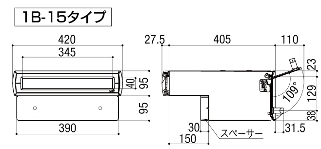 LIXIL エクスポスト 口金タイプ N-1型 1B-15タイプ サイズ