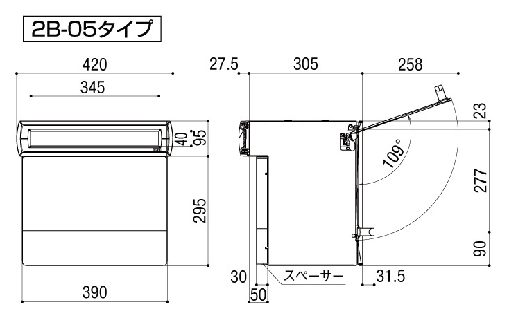 LIXIL エクスポスト 口金タイプ N-1型 2B-05タイプ サイズ