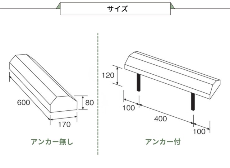 東洋工業 車止め NEUT PARKING（ニュートパーキング）サイズ