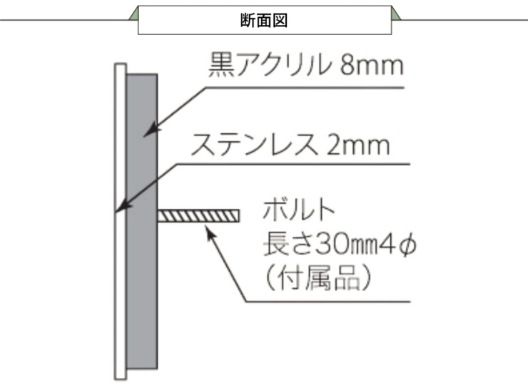 丸三タカギ 風水表札premium ステンレスタイプ 断面図