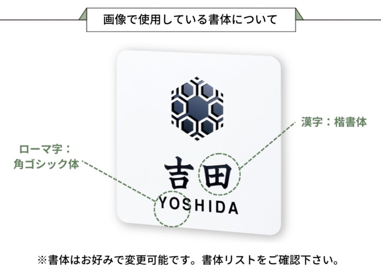 丸三タカギ 風水表札premium ステンレスタイプ NFC-F-21 画像で使用している書体について