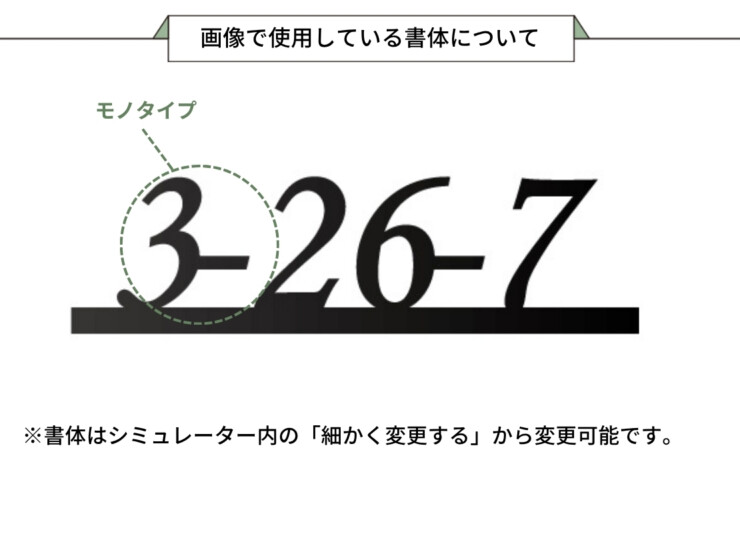 美濃クラフト ナンバー表札 No（ナンバー）NO-3 画像で使用している書体について