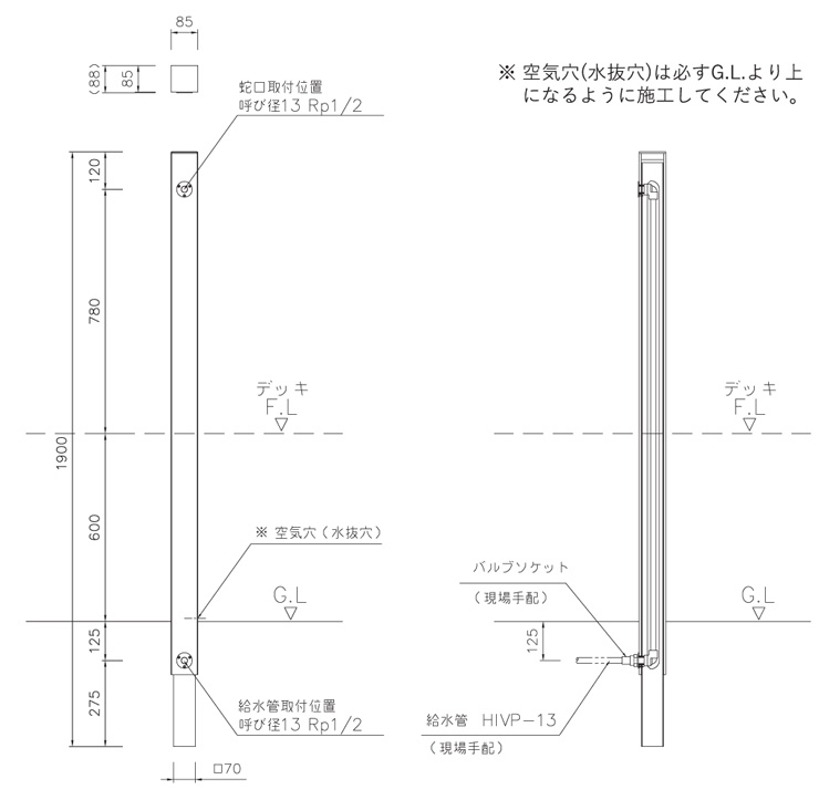 レヴウッドタイプONデッキ サイズ