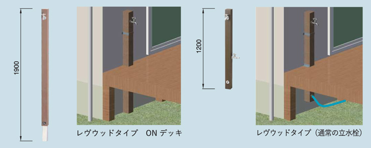 レヴウッドタイプONデッキ ロング立水栓