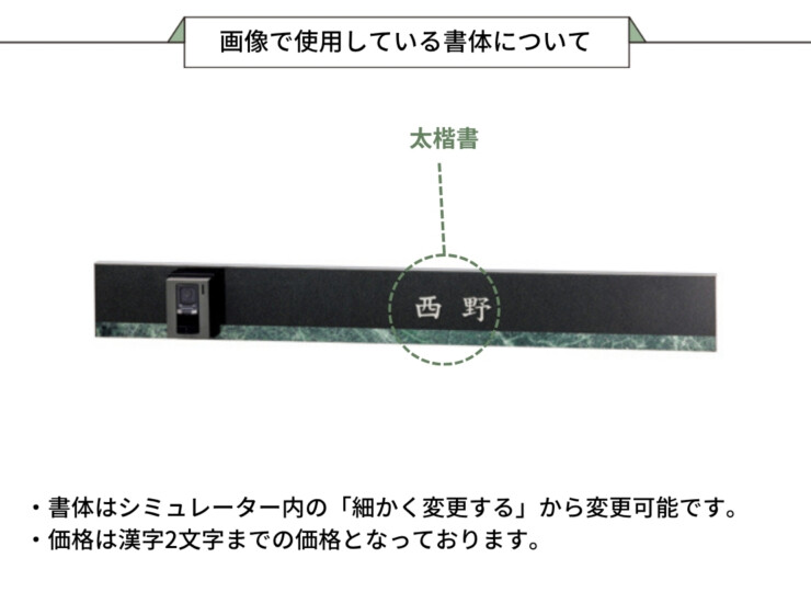 美濃クラフト ウォールアート表札 オリジン ORG-2 画像で使用している書体について