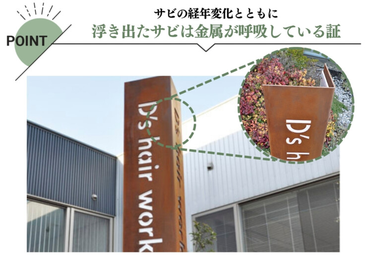 美濃クラフト 館銘板/商業看板 コルテン鋼製サイン P-AZ-03 特徴