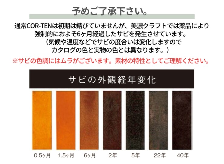 美濃クラフト 館銘板/商業看板 コルテン鋼製サイン P-AZ-03 予めご了承ください。
