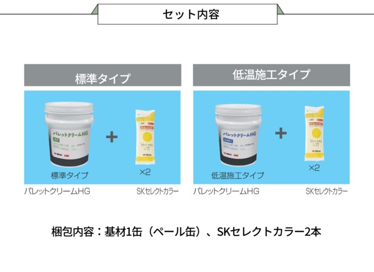 四国化成建材 外装材 クリームタイプ パレットクリームHG（鏝・吹付けタイプ）ニュアンスカラー セット内容