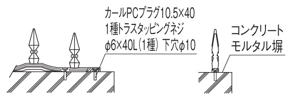 四国化成建材 忍び返し プチガードC1型 コンクリートへの取付け（ボルトセットC）