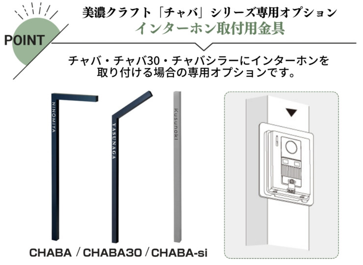 美濃クラフト 機能門柱 チャバ・チャバ30・チャバシラー専用オプション インターホン取付用金具 POH-1 特徴