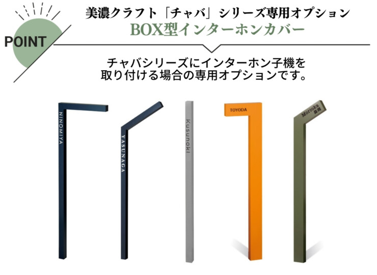 美濃クラフト 機能門柱 チャバシリーズ専用オプション BOX型インターホンカバー POH-2 特徴