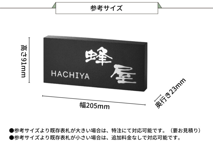 美濃クラフト かぶせる表札 ボックスタイプ REF-4 参考サイズ