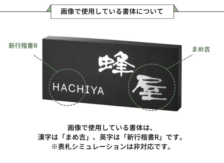 美濃クラフト かぶせる表札 ボックスタイプ REF-4 画像で使用している書体について