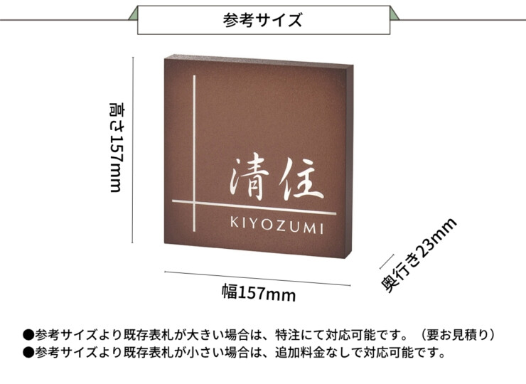 美濃クラフト かぶせる表札 ボックスタイプ REF-7 参考サイズ
