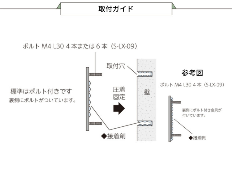 美濃クラフト 館銘板/商業看板 ステンレスサイン S-LX-09 取り付けガイド