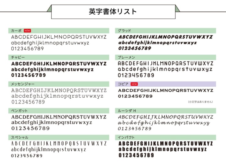 美濃クラフト ステンレス表札 スフィーダ SF-11 英字書体リスト