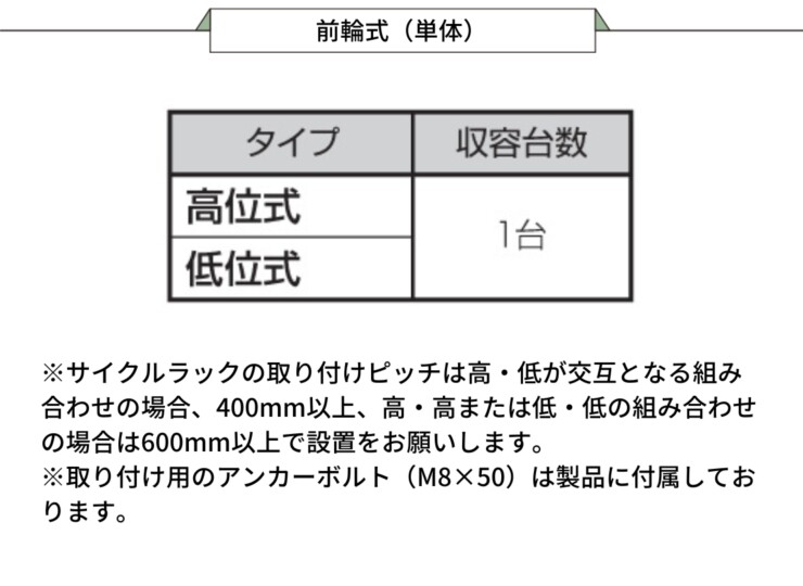 三協アルミ 前輪式（単体）サイクルラック SS-2型 前輪式