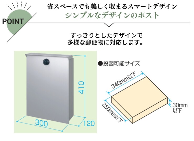三協アルミ ポストSWC型 壁付けタイプ 特長