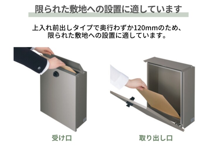 三協アルミ ポストSWC型 壁付けタイプ 限られた敷地への設置に適しています