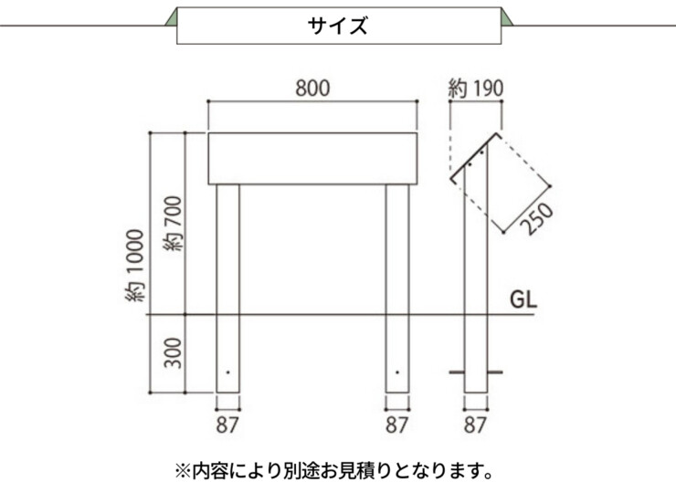 福彫 看板・銘板 自立式サイン ステンレスブラック&高耐候性木粉樹脂被覆アルミ SZ-501 サイズ
