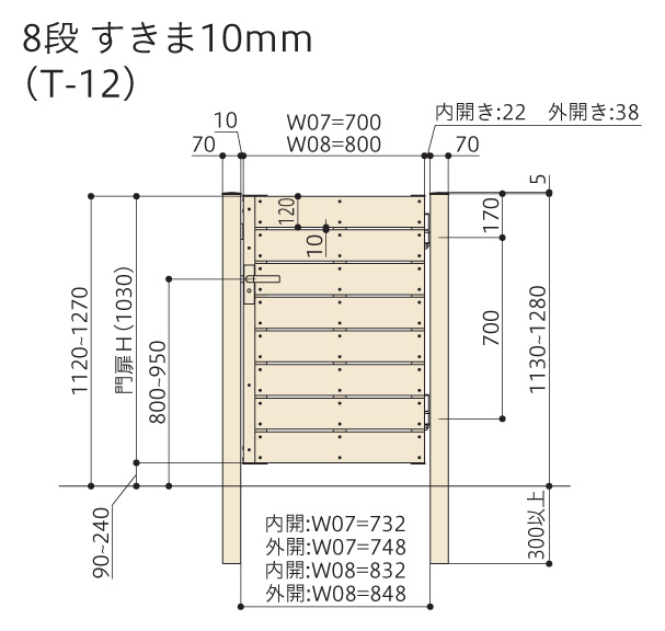 F＆F マイティ フィット門扉 T-12