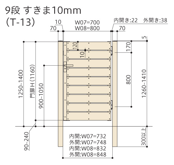 F＆F マイティ フィット門扉 T-13