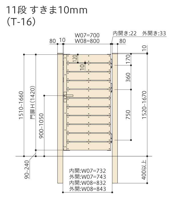 F＆F マイティ フィット門扉 T-16