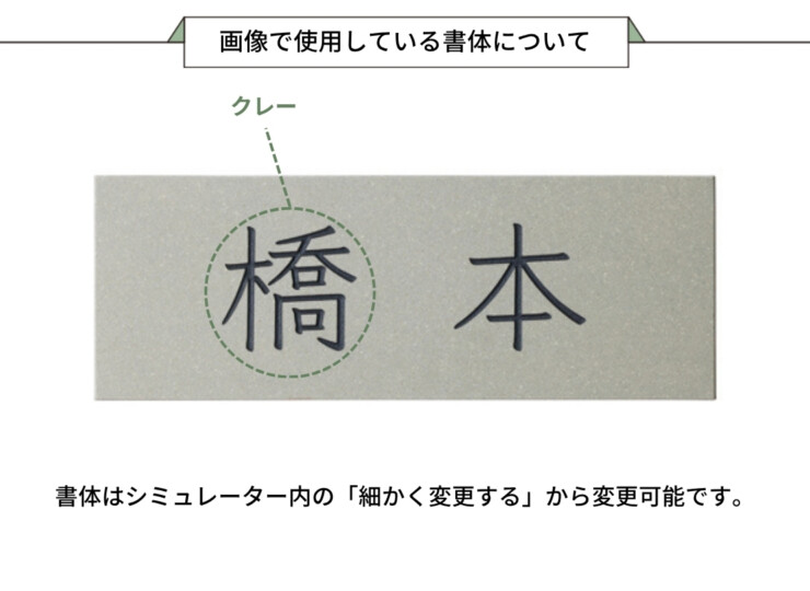 美濃クラフト タイル表札 Hololith（ホロリス）THL-13 画像で使用している書体について