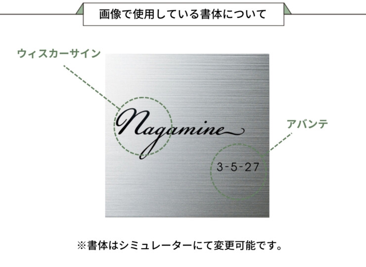 福彫 チタン表札 チランドライ チタンHL（黒）TI-1 画像で使用している書体について